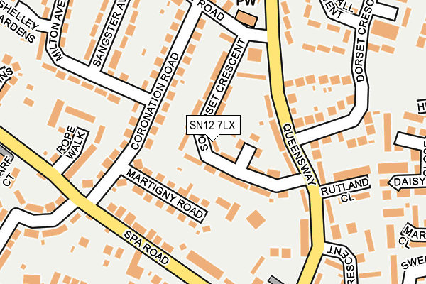SN12 7LX map - OS OpenMap – Local (Ordnance Survey)
