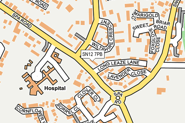 SN12 7PB map - OS OpenMap – Local (Ordnance Survey)