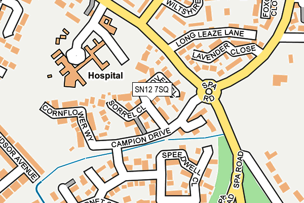 SN12 7SQ map - OS OpenMap – Local (Ordnance Survey)