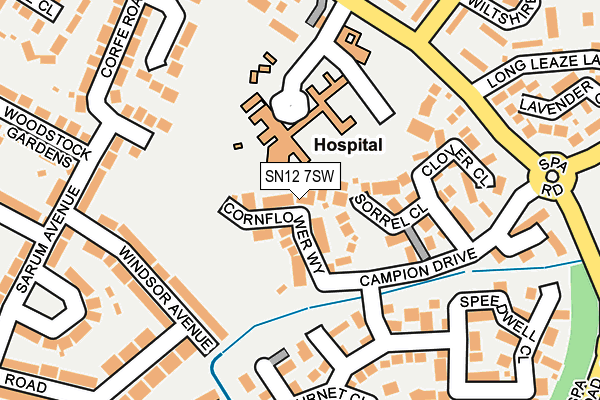 SN12 7SW map - OS OpenMap – Local (Ordnance Survey)