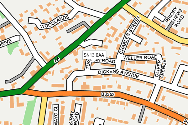 SN13 0AA map - OS OpenMap – Local (Ordnance Survey)