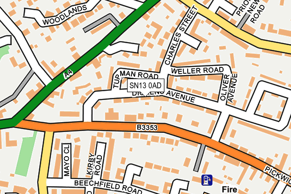 SN13 0AD map - OS OpenMap – Local (Ordnance Survey)