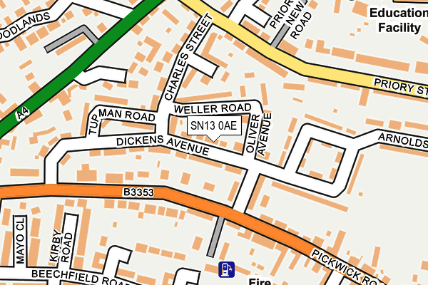 SN13 0AE map - OS OpenMap – Local (Ordnance Survey)