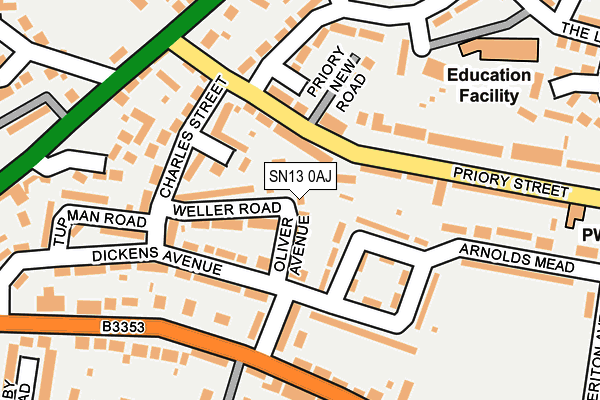 SN13 0AJ map - OS OpenMap – Local (Ordnance Survey)