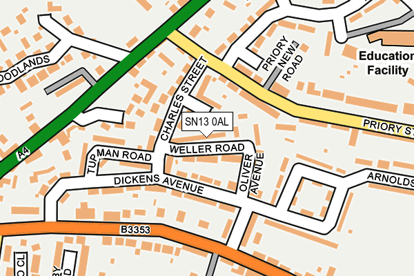 SN13 0AL map - OS OpenMap – Local (Ordnance Survey)