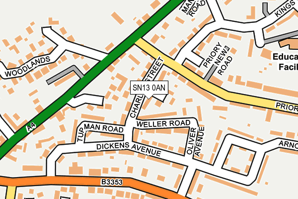 SN13 0AN map - OS OpenMap – Local (Ordnance Survey)