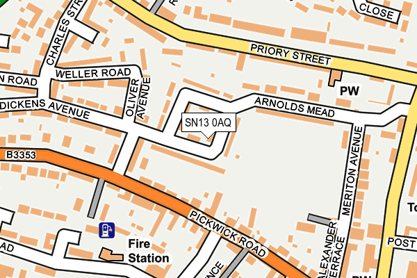 SN13 0AQ map - OS OpenMap – Local (Ordnance Survey)