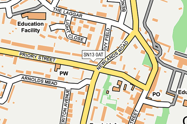 SN13 0AT map - OS OpenMap – Local (Ordnance Survey)