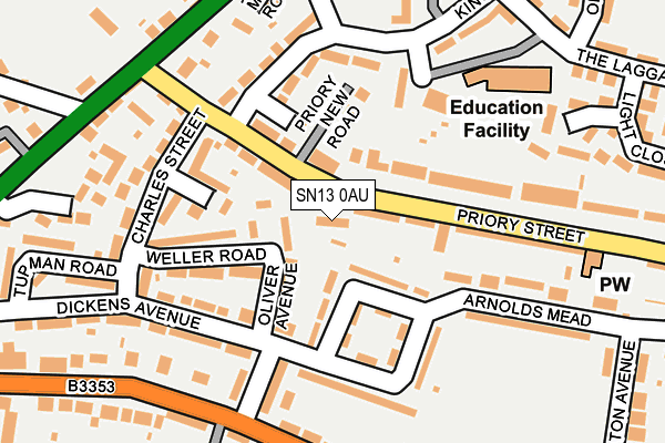 SN13 0AU map - OS OpenMap – Local (Ordnance Survey)