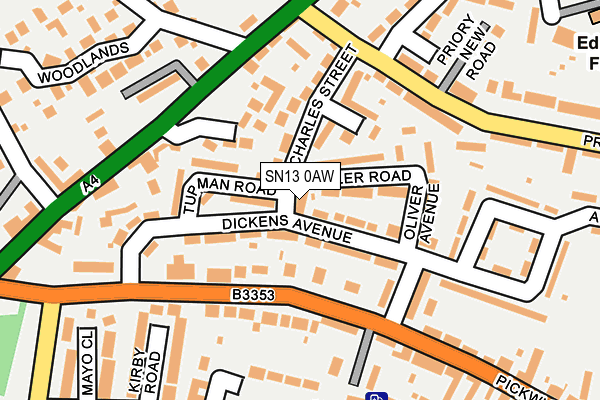 SN13 0AW map - OS OpenMap – Local (Ordnance Survey)