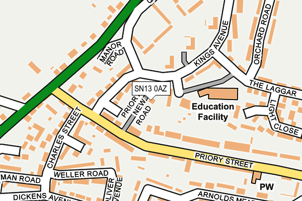 SN13 0AZ map - OS OpenMap – Local (Ordnance Survey)