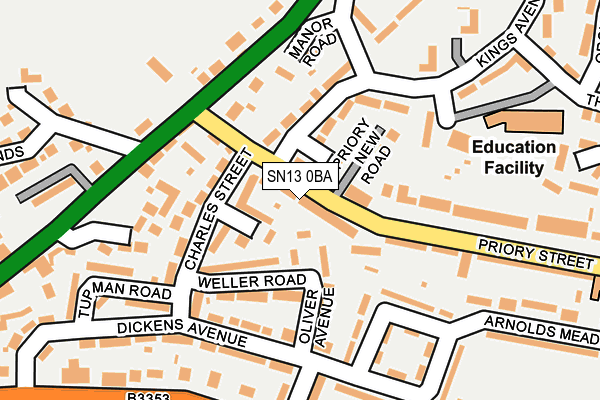 SN13 0BA map - OS OpenMap – Local (Ordnance Survey)