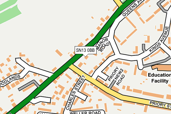 SN13 0BB map - OS OpenMap – Local (Ordnance Survey)