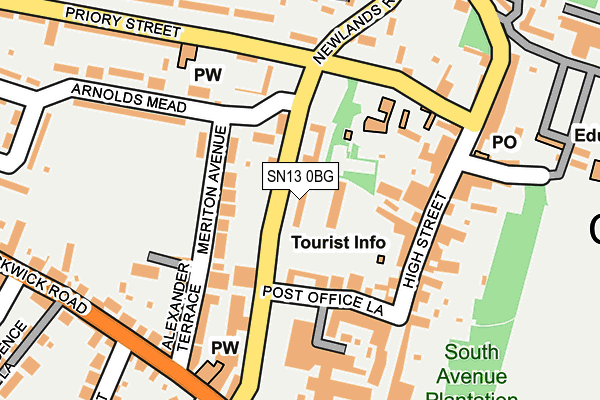 SN13 0BG map - OS OpenMap – Local (Ordnance Survey)