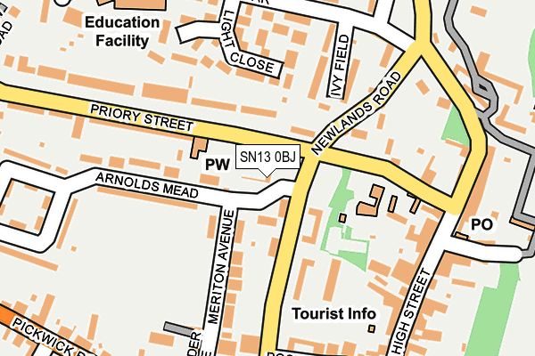 SN13 0BJ map - OS OpenMap – Local (Ordnance Survey)