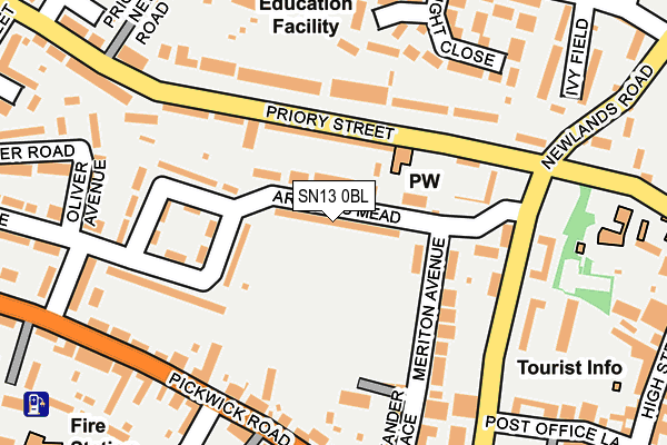 SN13 0BL map - OS OpenMap – Local (Ordnance Survey)