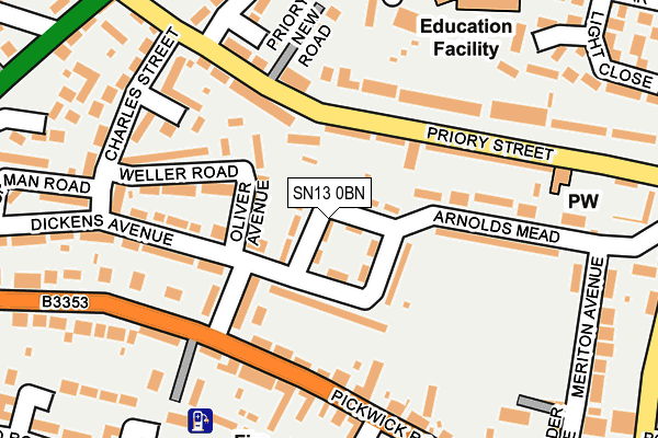 SN13 0BN map - OS OpenMap – Local (Ordnance Survey)