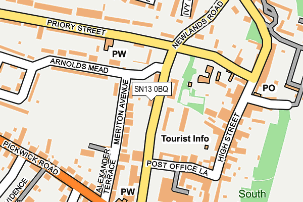 SN13 0BQ map - OS OpenMap – Local (Ordnance Survey)