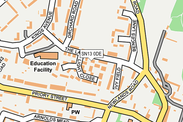 SN13 0DE map - OS OpenMap – Local (Ordnance Survey)