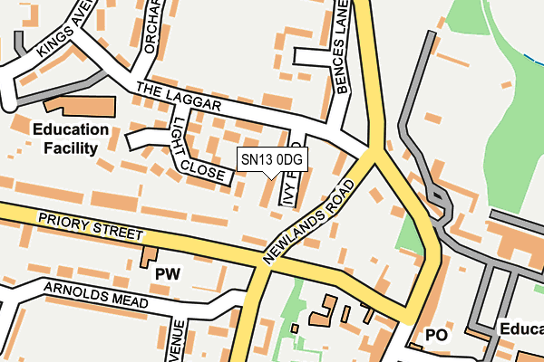 SN13 0DG map - OS OpenMap – Local (Ordnance Survey)