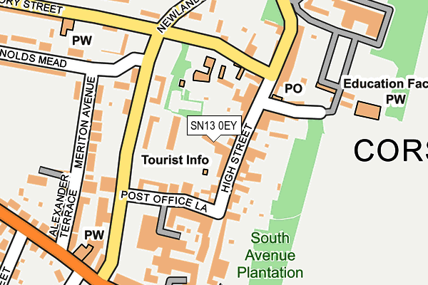 SN13 0EY map - OS OpenMap – Local (Ordnance Survey)