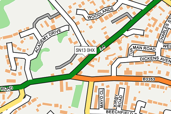 SN13 0HX map - OS OpenMap – Local (Ordnance Survey)