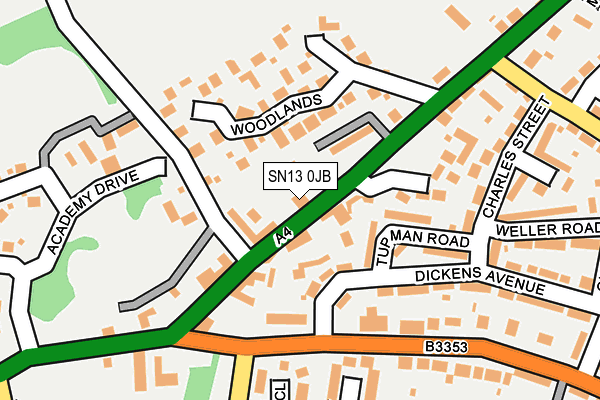 SN13 0JB map - OS OpenMap – Local (Ordnance Survey)