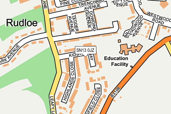 SN13 0JZ map - OS OpenMap – Local (Ordnance Survey)