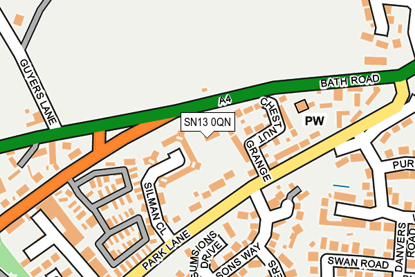 SN13 0QN map - OS OpenMap – Local (Ordnance Survey)