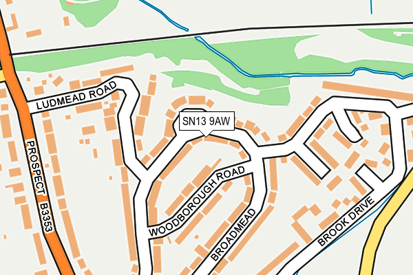 SN13 9AW map - OS OpenMap – Local (Ordnance Survey)