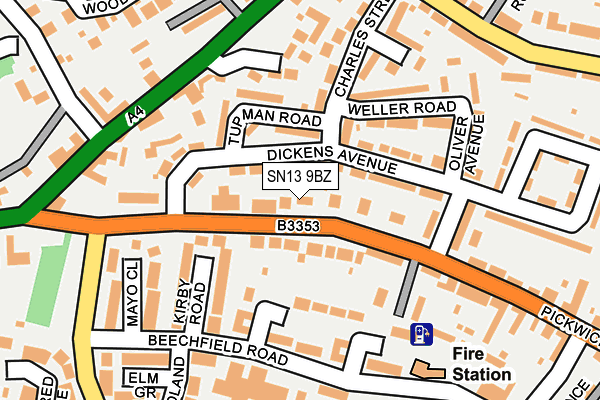 SN13 9BZ map - OS OpenMap – Local (Ordnance Survey)