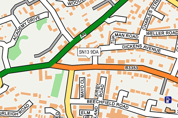 SN13 9DA map - OS OpenMap – Local (Ordnance Survey)