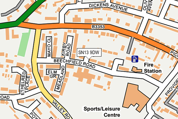 SN13 9DW map - OS OpenMap – Local (Ordnance Survey)