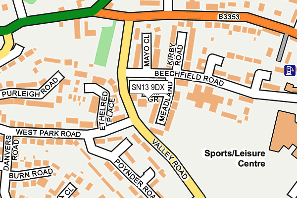 SN13 9DX map - OS OpenMap – Local (Ordnance Survey)