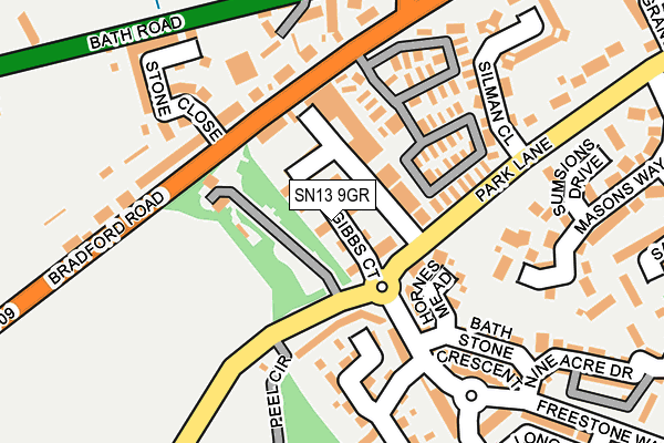 SN13 9GR map - OS OpenMap – Local (Ordnance Survey)