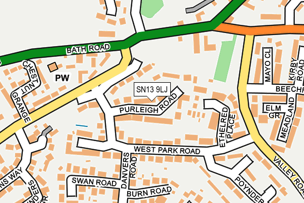 SN13 9LJ map - OS OpenMap – Local (Ordnance Survey)