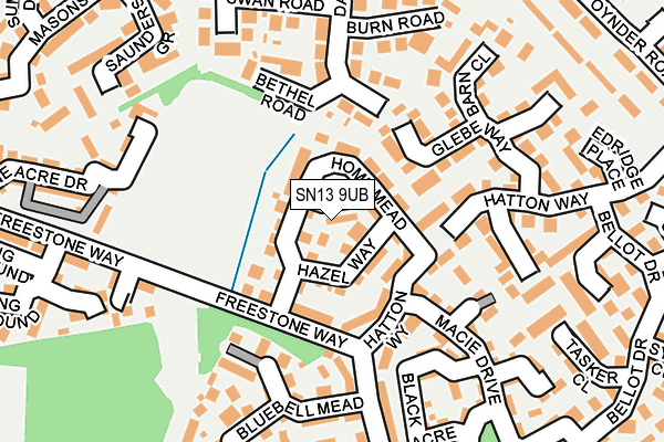 SN13 9UB map - OS OpenMap – Local (Ordnance Survey)