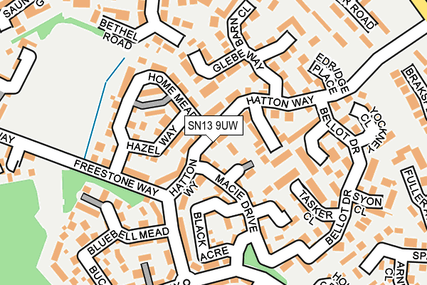 SN13 9UW map - OS OpenMap – Local (Ordnance Survey)