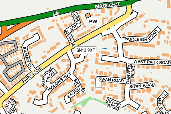 SN13 9XF map - OS OpenMap – Local (Ordnance Survey)