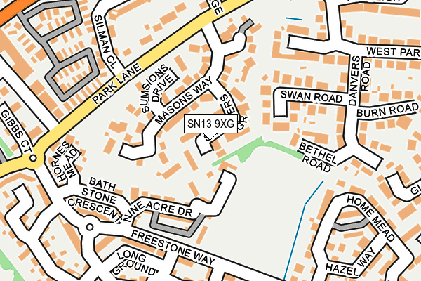 SN13 9XG map - OS OpenMap – Local (Ordnance Survey)