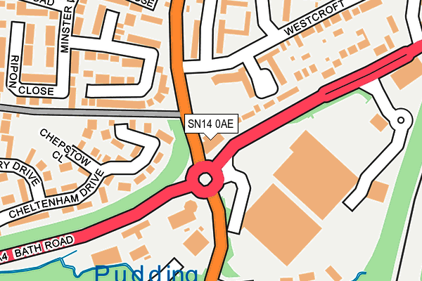 SN14 0AE map - OS OpenMap – Local (Ordnance Survey)