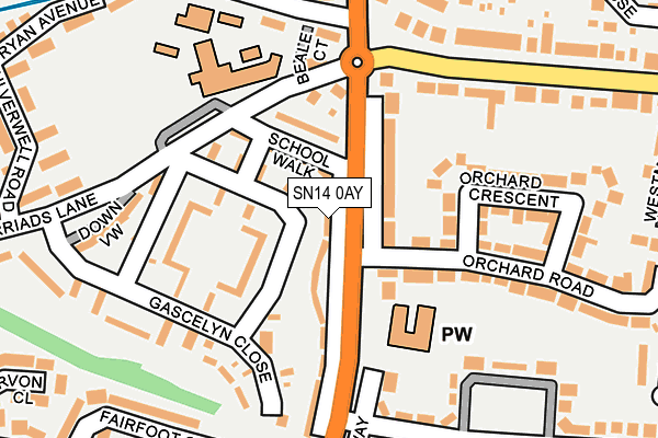 SN14 0AY map - OS OpenMap – Local (Ordnance Survey)