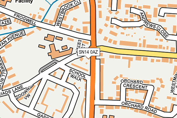 SN14 0AZ map - OS OpenMap – Local (Ordnance Survey)