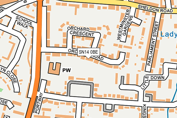 SN14 0BE map - OS OpenMap – Local (Ordnance Survey)