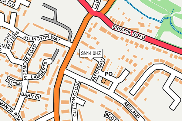 SN14 0HZ map - OS OpenMap – Local (Ordnance Survey)