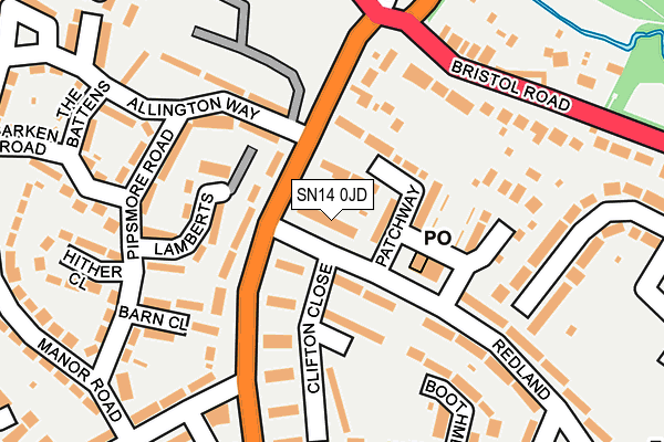 SN14 0JD map - OS OpenMap – Local (Ordnance Survey)