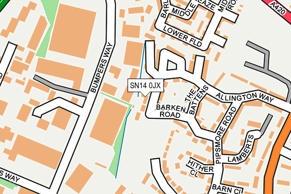 SN14 0JX map - OS OpenMap – Local (Ordnance Survey)