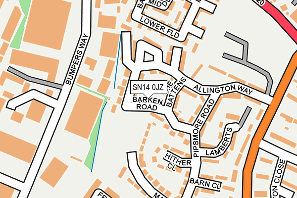 SN14 0JZ map - OS OpenMap – Local (Ordnance Survey)