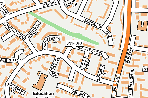 SN14 0PJ map - OS OpenMap – Local (Ordnance Survey)