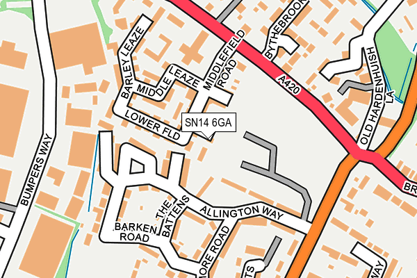 SN14 6GA map - OS OpenMap – Local (Ordnance Survey)